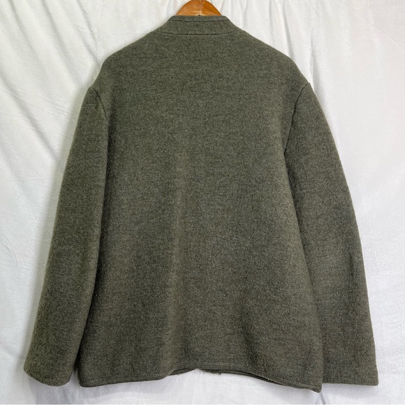 Vintage Mens Cardigan Alphorn Trachtenmode Von Alder Worsted Wool Green Size 52 - Picture 13 of 16